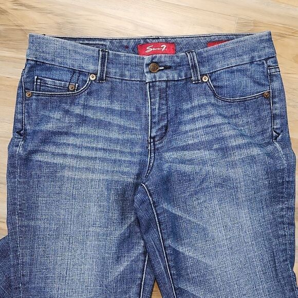 🔸️HOST PICK Anthro Seven7 Blue Decorative Back Pockets Jeans Size 6/28 - Picture 5 of 13